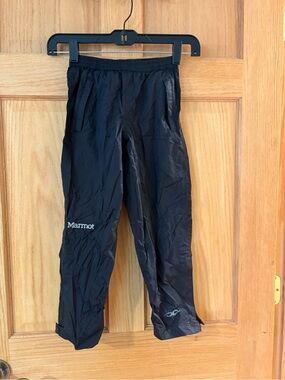Marmot Black Lightweight Rain Pants - youth XS